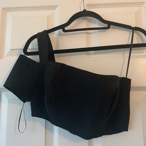 Thierry Mugler Cady black one shoulder top fr 38